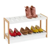 relaxdays Weißes Schuhregal mit 2 Ebenen