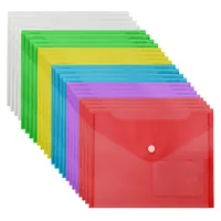 Belle Vous 24er Pack Dokumentenmappe A5 Plastik Hülle Transparent – Din A5 Mappe Bunte Farben mit Druckknopf & Etikettenfach – Dokumententasche A5