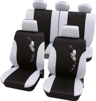 Auto Sitzbezüge Universal Komplett Set 17-teilig - Flower weiß, Eco Class mit SAB 1 Vario Plus | Autositzbezüge / Schonbezüge von PETEX