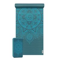 Yoga-Set Starter Edition - spiral mandala (Yogamatte + 1 Yogablock) blau