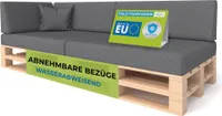 Pillows24 - Vankúše z paliet s odnímateľným poťahom - SADA 6 kusov | Vankúše na pohovku z europaliet 120x80 - Vodoodolné - Vonkajšie/interiérové | Tmavo sivé
