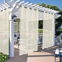 Durchsichtige Outdoor-Vorhänge für Terrasse Wasserdicht Pergola Gardinen mit Ösen Voile Outdoorvorhänge für Balkon Garten 2 Paneele Beige 132x213cm