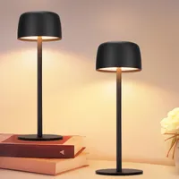 ZMH LED Tischlampe Akku Schwarz 2ER nachttischlampe Kabellos Touch Dimmbar Tischleuchte mit 3 Farbtemperaturen Höhenverstellbar USB Aufladbar Tragbare