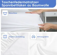 Spannbettlaken90x200，100% Baumwolle Bettlaken，Weiß