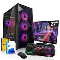 SYSTEMTREFF Gaming Komplett Set - Ryzen 7 5800X - Nvidia GeForce RTX 4060 8GB  - 32GB DDR4 - 1TB M.2 SSD (NVMe) MSI Spatium +  - 27 Zoll TFT - PC