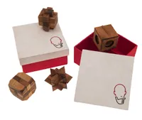 Geschenkbox mit Knobelspielen, Holz-Spiel, Denkspiel, Knobelspiel, Geduldspiel aus Holz