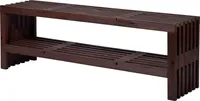 dobar Gartenbank "Svensson" mit Stauraum für Feuerholz, braun lasierte Sitzbank im Bauhaus-Stil, Kiefer, 138 x 31,5 x 45 cm