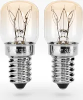 ABSINA 2x Backofen Glühbirne 15W E14 - Backofenlampe bis 300 Grad hitzebeständig für Mikrowelle & Salzlampe - Backofen Lampe