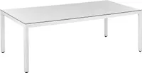 BELIANI Gartentisch weiß Polyrattan Aluminium Sicherheitsglas 220x100 cm Outdoor