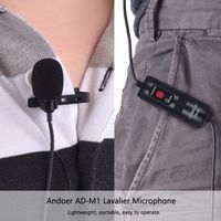 Andoer AD-M1 Omnidirektionales Kondensatormikrofon Lavalier-Mikrofon mit Schaumwindschutzscheibe fuer ios Huawei Xiaomi Smartphone fuer DSLR-Kamera Camcorder Audio Recorder