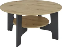 byLIVING Couchtisch JONNY / Melamin Artisan Eiche, Melamin Graphit / D 80, H 42,5 cm / mit praktischem Ablageboden