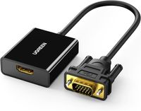 UGREEN HDMI-auf-VGA-Adapter 1080P mit 3,5-mm-Audioausgang und Stromkabel-Konverter, HDMI-Buchse auf VGA-Stecker, kompatibel mit TV-Stick, Streaming-Stick, TV-Box, Rasberry Pi, PC, HDTV-Monitor