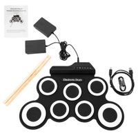 FCH E-Drum Set 7 Full-Tone Standard Drum Pads mit Drum Stick, Kopfhöreranschluss und Pedalen Mehrere Stromversorgungsmethoden (ohne Kopfhörer)