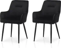 CLIPOP Esszimmerstuhl,2er Set Polsterstuhl,Samtstuhl aus Metallbeine,Schwarz