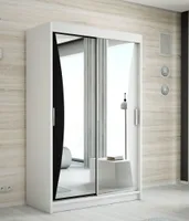Schwebetürenschrank, 2-türig Schrank mit Spiegel! Moderne Garderobe für Kleidung. Verschiedene Farben (Weiß, Schwarz, Somona) Kleiderschrank NIKO 120 cm
