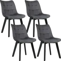 EUGAD Esszimmerstühle 4er Set, Polsterstuhl, Weich Samt und Holz, Dunkelgrau
