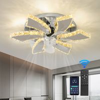 Stropný ventilátor s osvetlením Moderný tichý LED s diaľkovým ovládaním Časovač Kvetinový tvar Dizajn Ventilátor Stropné svetlo pre spálňu (30, W) [Energetická trieda F]