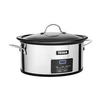 TESLA SlowCook S800 Deluxe Pomalý hrniec, s programovateľným časovačom a digitálnym displejom, Kapacita 5,6 litra (pre 7 osôb a viac), 250W,nerezový