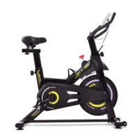 Cvičební kolo Fitness Bike, Indoor Cycling Bike s magnetickým odporem, s LCD displejem, polstrovanou opěrkou rukou a sedadlem, stacionární kardio fitness kolo, 6-kg setrvačník a nastavitelné pohodlné sedadlo（Yellow）