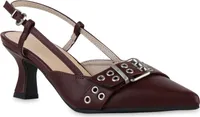 VAN HILL Damen Slingpumps Pumps Spitz Stiletto Schnallen Schuhe 841584, Farbe: Dunkelrot, Größe: 37