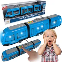 Maplay Tramvajová hračka s trecím motorom Pohon svetla a tónov Mestské dopravné vozidlo s otváracími dverami Model v mierke 1:16 pre deti od 3 rokov