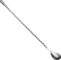 Barlöffel Gedreht Teardrop mit Metallknauf (31 cm) - Edelstahl | Für Cocktails & Longdrinks