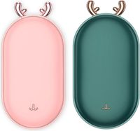 2er/Set Handwärmer 2 in1 USB Wiederaufladbarer Elektrischer Hand Wärmer Doppelseitiger Heizung Handwärmer 5200mAh Taschenwärmer Weihnachtsgeschenk (Grün + Rosa)