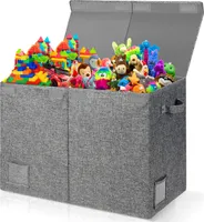 Große Spielzeugkiste mit Deckel, zusammenklappbare robuste Spielzeugaufbewahrungsboxen Körbe für Kinder, Jungen, Mädchen, Kinderzimmer, Spielzimmer