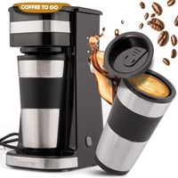 Kávovar Clatronic s 400ml šálkem na kávu s sebou | vhodný do všech standardních držáků na nápoje (např. do auta) | kávovar s filtrem, nerezovým šálkem a aroma víčkem | KA 3733