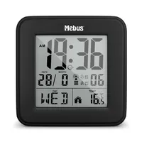 Mebus digitaler Funk-Wecker mit Thermometer, Beleuchtung und Kalender, kompakt & stabil / Farbe: Schwarz / Modell: 25595