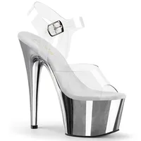 ADORE-708 Damen Sandale von Pleaser, Transparent Cchrom , EU 35, US 5