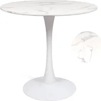 Milton & Oldbrook Esstisch Ø 80 cm Prague Marmorlook Matt Weiß