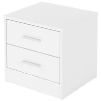 ML-Design Nachttisch mit 2 Schubladen, Weiß, aus Holz, 38x37x34 cm, Alu Griffe