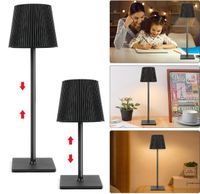 Tischlampe Kabellos, LED Tischleuchte, Dimmbar Touch Akku Tischleuchte Kabellos mit USB Ladestation, Warmweiß Tischlampe, IP54 Wasserdichte, Schwarz