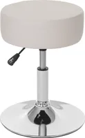 Stolička HWC-C22, sedací stolička make-up stolička, výškově nastavitelná Ø 35 cm  Imitace kůže, krémová