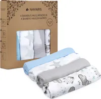 Navaris Baby Mullwindel Set - 4x Mulltuch zum Stillen Pucken Wickeln - 80x80cm Pucktuch Spucktuch Stilltuch umweltfreundlich