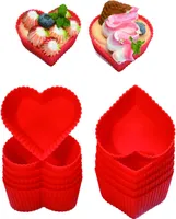 12 x Silikon-Muffinform mit Herz-Cupcake-Backform