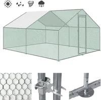 TolleTour Outdoor Hühnerstall Hühnerhaus Dach Geflügelstall Verzinkter Stahlrahmen mit PE 3 x 4 x 2 m