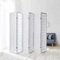 Homestyle4u 263, Paravent Raumteiler 6 teilig, Holz Weiss, Reispapier Weiß, Höhe 175 cm