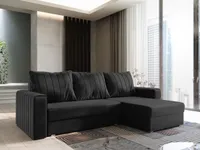 Masseno Narożnik CARL z funkcją spania i pojemnikiem na pościel Kształt L, Rozkładana sofa, Rogówka - Czarny, KRONOS 07