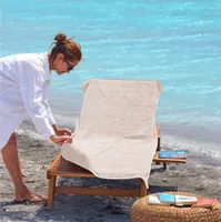 CalmyBEACH Frottee Schonbezug für Gartenliegen - 200x75cm Bezug 100% Baumwolle Sonnenliege Auflage Strandliege Strandliegenauflage Liegenauflage Beige