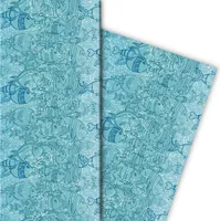 Unter Wasser/ Aquariums Geschenkpapier mit Fischen auf blau - G7538, 32 x 48cm