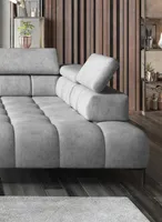 DOMO-HOME Sofa narożna PLAZA L z elektryczną regulacją siedziska 300x216cm | Sofa w kształcie litery U z regulowanymi zagłówkami | Wysokiej jakości tapicerka | Kolor biały słoneczny | Prawo