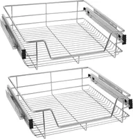 TWOLIIN 2x Küchenschublade Teleskopschublade 60cm - Küchenschrank Schrankauszug Schlafzimmerschränke Korbauszug Vollauszug(60cm)