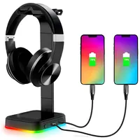 Kopfhörer Ständer RGB Kopfhörerhalter Kopfhörerständer Hintergrundbeleuchtung Kopfhörer Halter Universal Gaming PC Headset Halterung USB Retoo