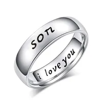 Titan Stahl Mutter Sohn „Ich liebe dich“ geschnitzter Buchstabe Fingerring Muttertagsschmuck-Sohn,US 9
