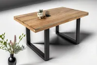 Esstisch 160x85cm Akazienholz naturfarben gerade Kante U-Gestell schwarz RIO