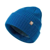 Kinder Herbst Winter Strickmütze Krempe Einfarbig Verdicktes Fleecefutter Beanie Mütze Jungen Mädchen Mütze Kopfbedeckung Blau M