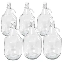 MIKONI 6 STÜCK x Bügelflaschen 5L, Gärballon mit Bügelverschluss, Glasballon Weinballon Fass 5000 ml Weithalsballon Flasche