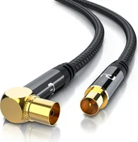 Primewire Uhlový anténny kábel s opletením - koaxiálny kábel - koaxiálna samica 90° uhol na samicu rovný - HDTV 75 Ohm - 0,5 m